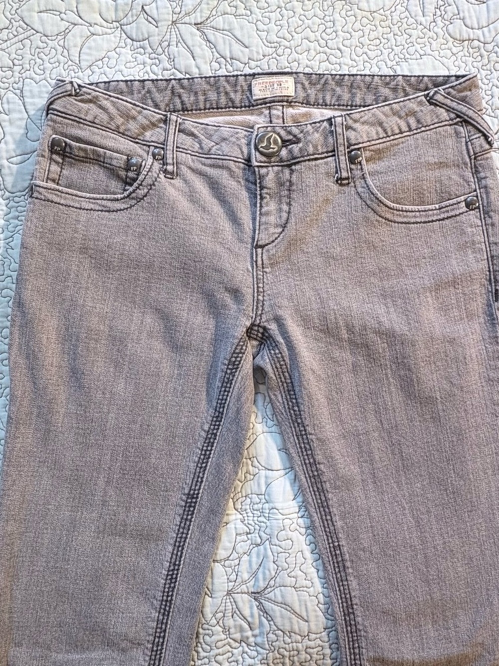 Free People Low Rise Slim Straight Charcoal Wash Jeans Y2K Slim Fit Sz 28💛 - Picture 4 of 11